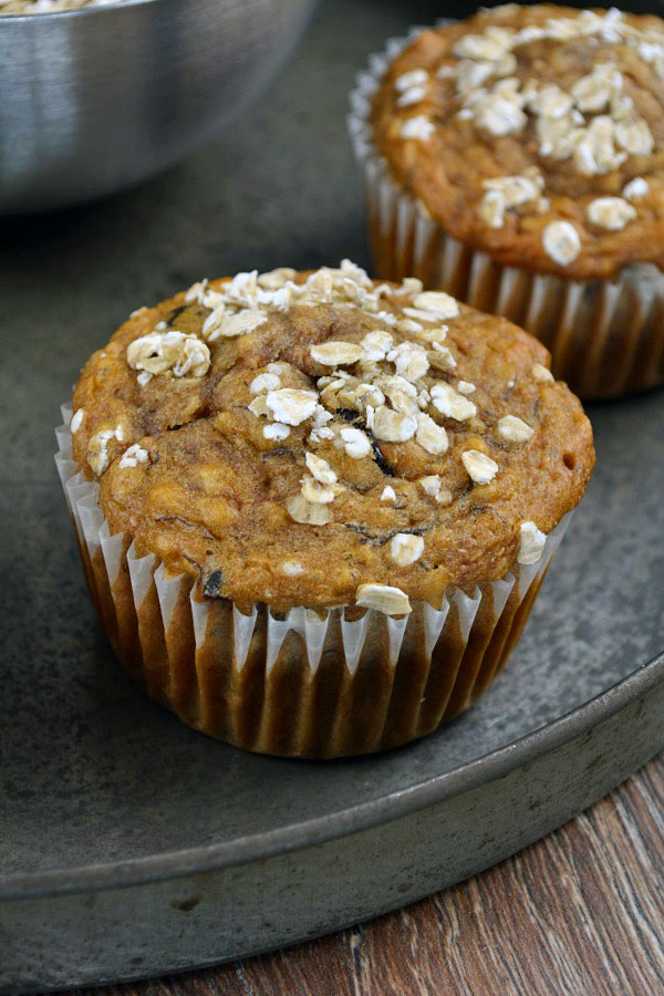 Rezept für Frühstücksmuffins - mit Banane, Apfel und Cranberries