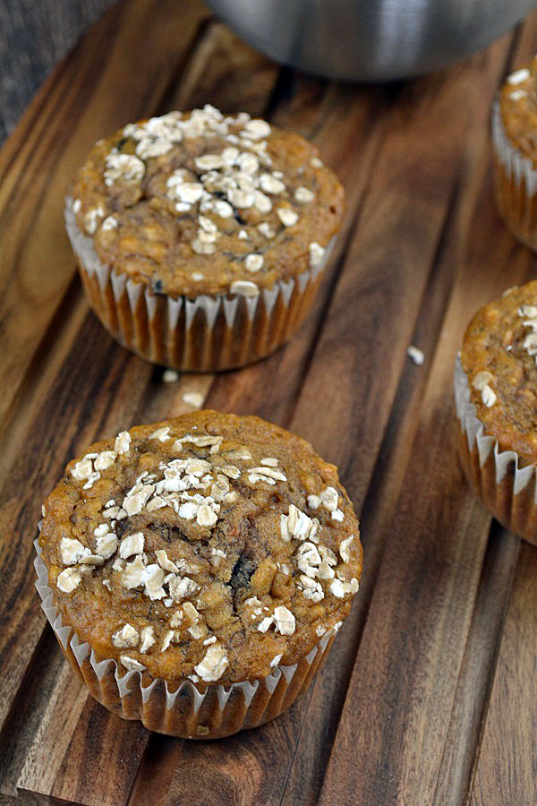 Rezept für Frühstücksmuffins - mit Banane, Apfel und Cranberries